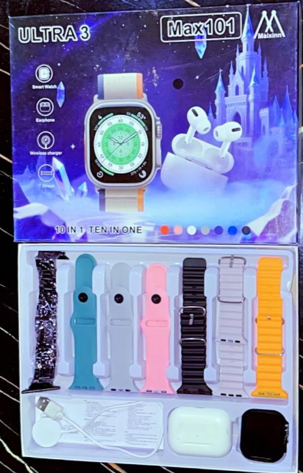 Ultra 3 Max 101 Smart Watch 10 -in-1 Combo